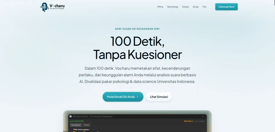 Vocharu voice-based psychometric product website